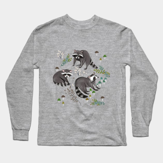 Raccoons Long Sleeve T-Shirt by Petit Faon Prints